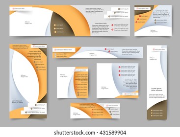 Set of abstract web banner templates for your site or blog. Web banners set. Web banner design with with abstract lines and waves. Different sizes