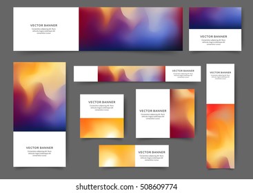 Set of abstract web banner templates with abstract blurred background. Different sizes