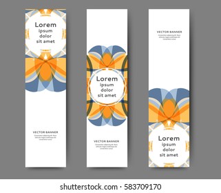 Set of abstract web banner templates with floral background. Different sizes