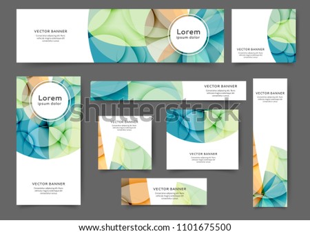 Set of abstract web banner templates with abstract lines and waves. Different sizes