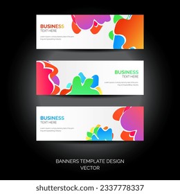 Set of abstract web banners with colorful shapes. Vector design element.