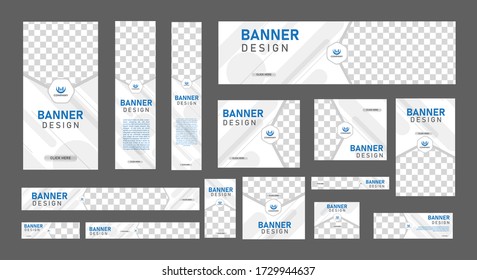 set of abstract web banners of standard size with a place for photos. Business ad banner. Vertical, horizontal and square template. vector illustration EPS 10