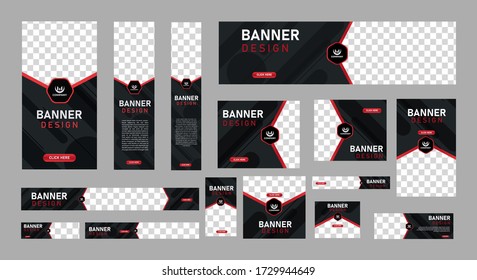 set of abstract web banners of standard size with a place for photos. Business ad banner. Vertical, horizontal and square template. vector illustration EPS 10