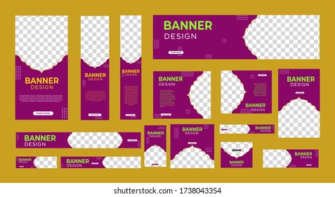 set of abstract web banners of standard size with a place for photos. Vertical, horizontal and square template. vector illustration EPS 10