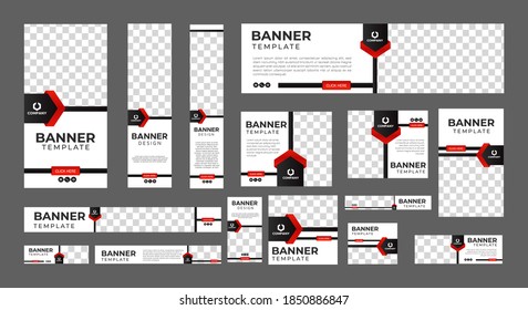 set of abstract web banners of standard size with a place for photos. Business ad banner. Vertical, horizontal and square template. vector illustration EPS 10
