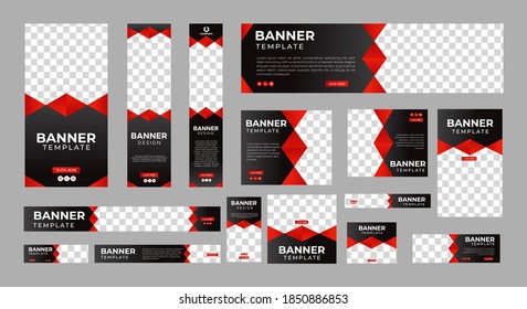 set of abstract web banners of standard size with a place for photos. Business ad banner. Vertical, horizontal and square template. vector illustration EPS 10