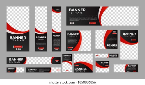 set of abstract web banners of standard size with a place for photos. Business ad banner. Vertical, horizontal and square template. vector illustration EPS 10