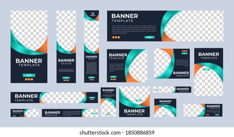 set of abstract web banners of standard size with a place for photos. Business ad banner. Vertical, horizontal and square template. vector illustration EPS 10