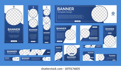 set of abstract web banners of standard size with a place for photos. Business ad banner. Vertical, horizontal and square template. vector illustration