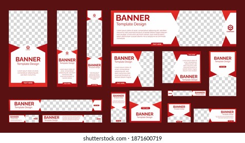 set of abstract web banners of standard size with a place for photos. Business ad banner. Vertical, horizontal and square template. vector illustration