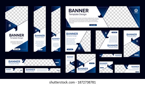 conjunto de banners web abstractos de tamaño estándar con un lugar para las fotos. Cartel comercial. Plantilla vertical, horizontal y cuadrada. ilustración vectorial