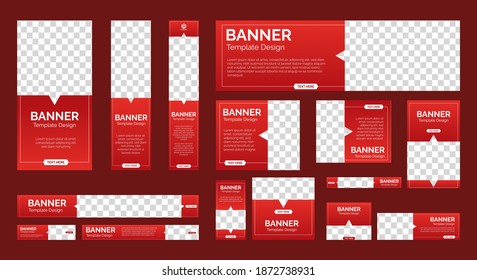 set of abstract web banners of standard size with a place for photos. Business ad banner. Vertical, horizontal and square template. vector illustration