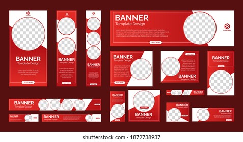 set of abstract web banners of standard size with a place for photos. Business ad banner. Vertical, horizontal and square template. vector illustration