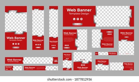 set of abstract web banners with standard size and place for photos. Vertical, horizontal and square template. vector EPS 10