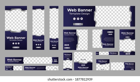 set of abstract web banners with standard size and place for photos. Vertical, horizontal and square template. vector EPS 10