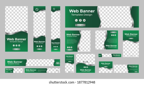 conjunto de banners web abstractos con tamaño estándar y lugar para las fotos. Plantilla vertical, horizontal y cuadrada. EPS vectorial 10