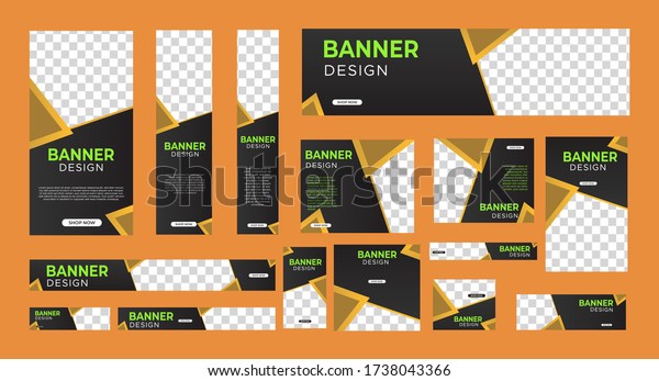 set of abstract web banners of standard size with a\
place for photos. Vertical, horizontal and square template. vector\
illustration EPS 10