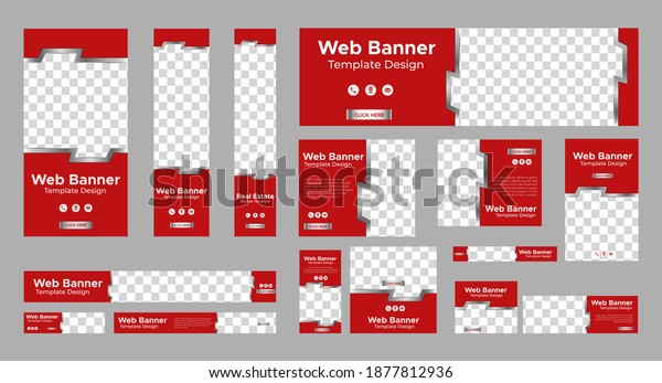 set of abstract web banners with standard size and\
place for photos. Vertical, horizontal and square template. vector\
EPS 10