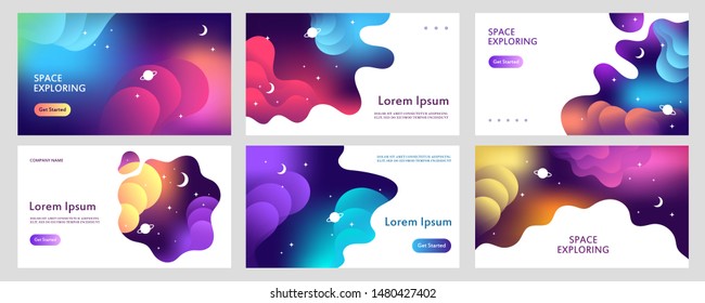 Set of abstract web banners templates. Presentation. Space explore. Horizontal banners. EPS 10