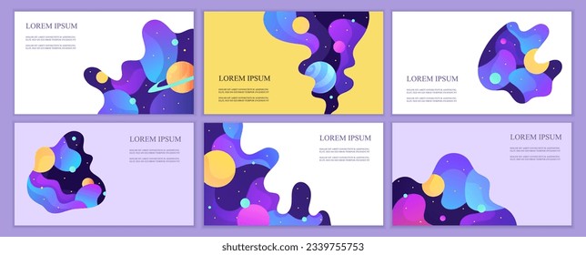 Set of abstract web banners templates. Presentation. Space explore. Children cartoon vector illustration. Science. Horizontal banners. EPS 10	
