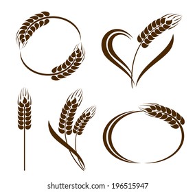 Set of abstract wheat ears icons