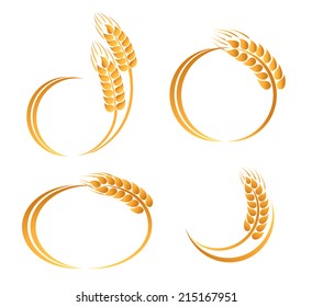 Set of abstract wheat ears icons