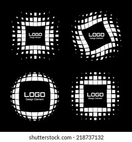 Set of Abstract White Halftone Logo Design Elements, vector illustration 