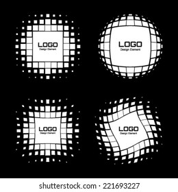 Set of Abstract White Halftone Logo Design Elements, vector illustration 