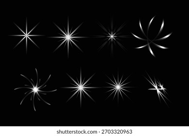 Conjunto de Estrelas e Estrelas de Luz Branca Abstratas