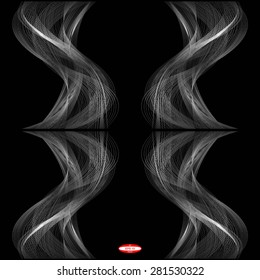 set of abstract white line grey wave gray band isolated on black background. vector illustration