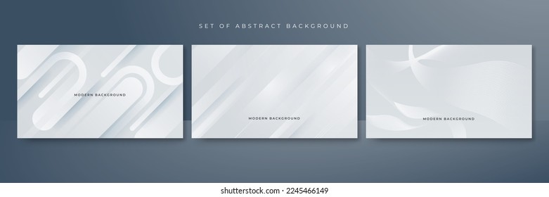 Set of abstract white monochrome vector background, for design brochure, website, flyer. Geometric white wallpaper for certificate, presentation, landing page