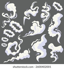 Set Abstract White Smoke Design Cartoon icon Illustration