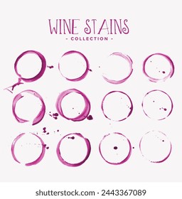 set of abstract wine glass stain texture background design vector