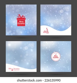 Set Abstract Winter Background with beautiful various snowflakes and stars. 