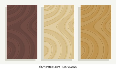 Conjunto de ilustración vectorial de fondo de color crema marrón de estilo de madera abstracta. Vector de fondo abstracto vertical adecuado para plantillas de historias de medios sociales.