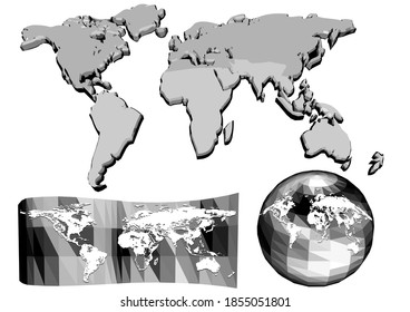conjunto de mapas abstractos del mundo aislados en blanco