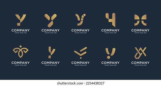 set of abstract y logo design. icon set letter y mega bundle for business of company.