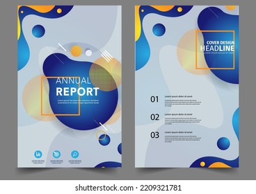 Set Resumen de la ola azul amarillo moderno folleto del informe anual Folleto, la portada de la presentación, la publicidad de la revista. portada con fondo abstracto. diseño de plantilla vectorial del formato A4