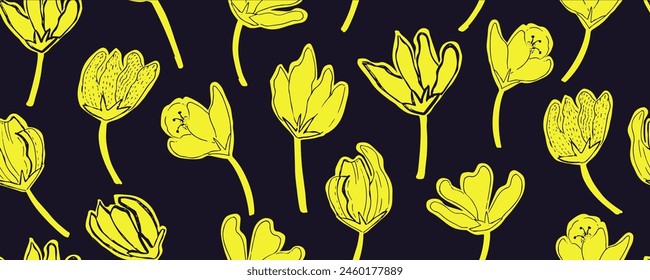 Set abstract yellow flowers for decorative design. Collection flowers for decorative textile . Modern  flowers, great design for any purposes. Plant floral design. 