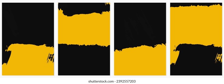 set of Abstract Yellow Grunge Scratch Flyer Template 
