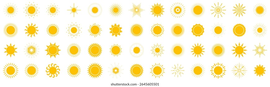 Set of abstract yellow sun icon. Vector illustration