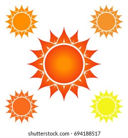 Set of abstract yellow sun icon.