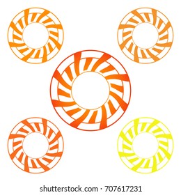 Set of abstract yellow sun icon.