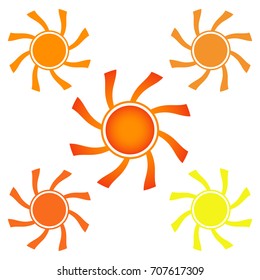 Set of abstract yellow sun icon.