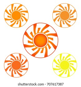 Set of abstract yellow sun icon.