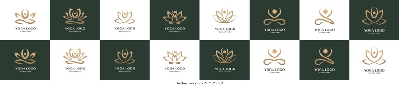 Set of Abstract yoga human logo design