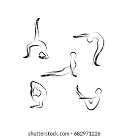 Set of abstract yoga poses