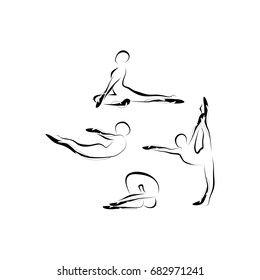 Set of abstract yoga poses