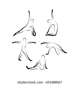 Set of abstract yoga poses