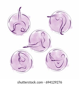 Set of abstract yoga poses